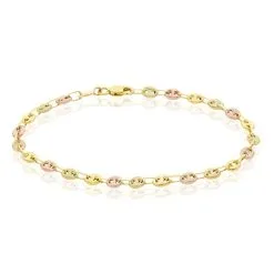Histoire D'Or Bracelet Dami Maille Grain De Cafe Or Tricolore