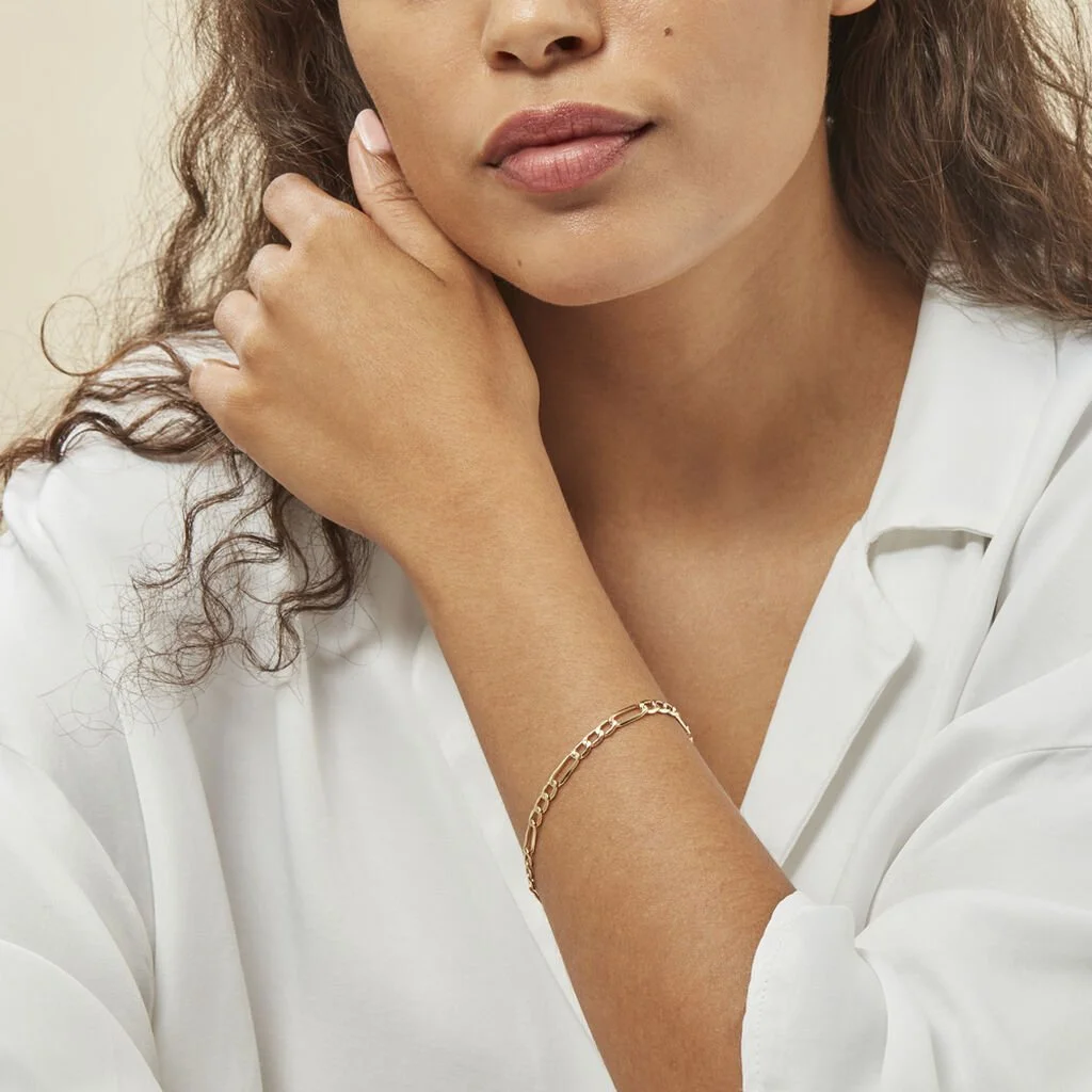 Histoire D'Or Bracelet Cameo Maille Alternee 1/3 Or Jaune – Image 4