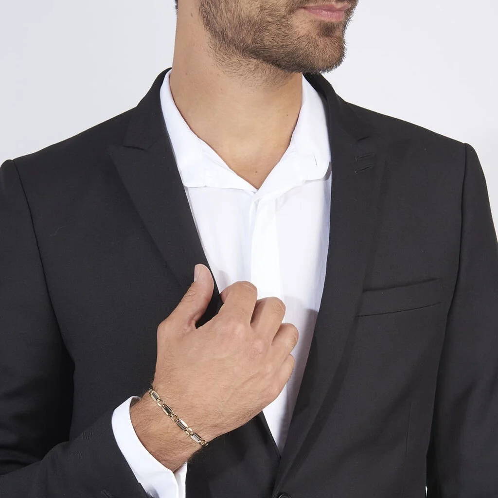 Histoire D'Or Bracelet Danae Maille Plaquette Alternee 1/1 Or Bicolore – Image 3