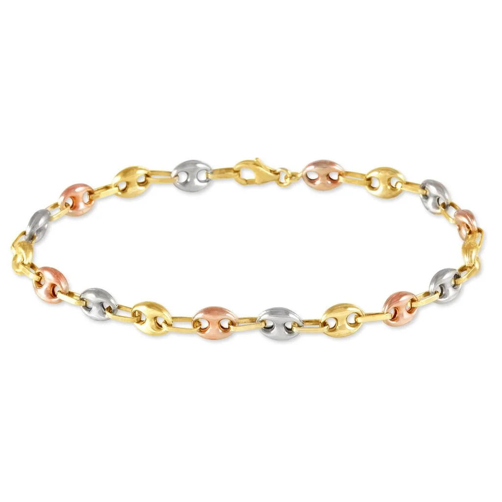 Histoire D'Or Bracelet Dami Maille Grain De Cafe Or Tricolore