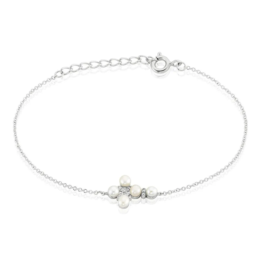 Histoire D'Or Bracelet Argent Blanc Burt Perles De Culture Oxydes De Zirconium