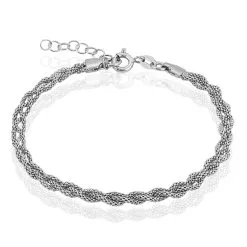 Histoire D'Or Bracelet Marie-angeline Maille Coreene Argent Blanc