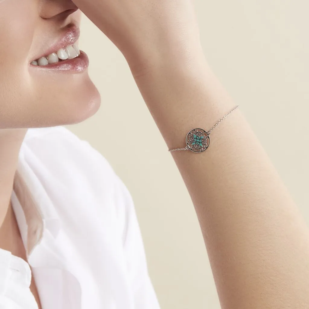 Histoire D'Or Bracelet Krysia Argent Blanc Email Turquoise – Image 3