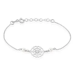 Histoire D'Or Bracelet Enaelle Argent Blanc Perle D'imitation Et Aigue Marine