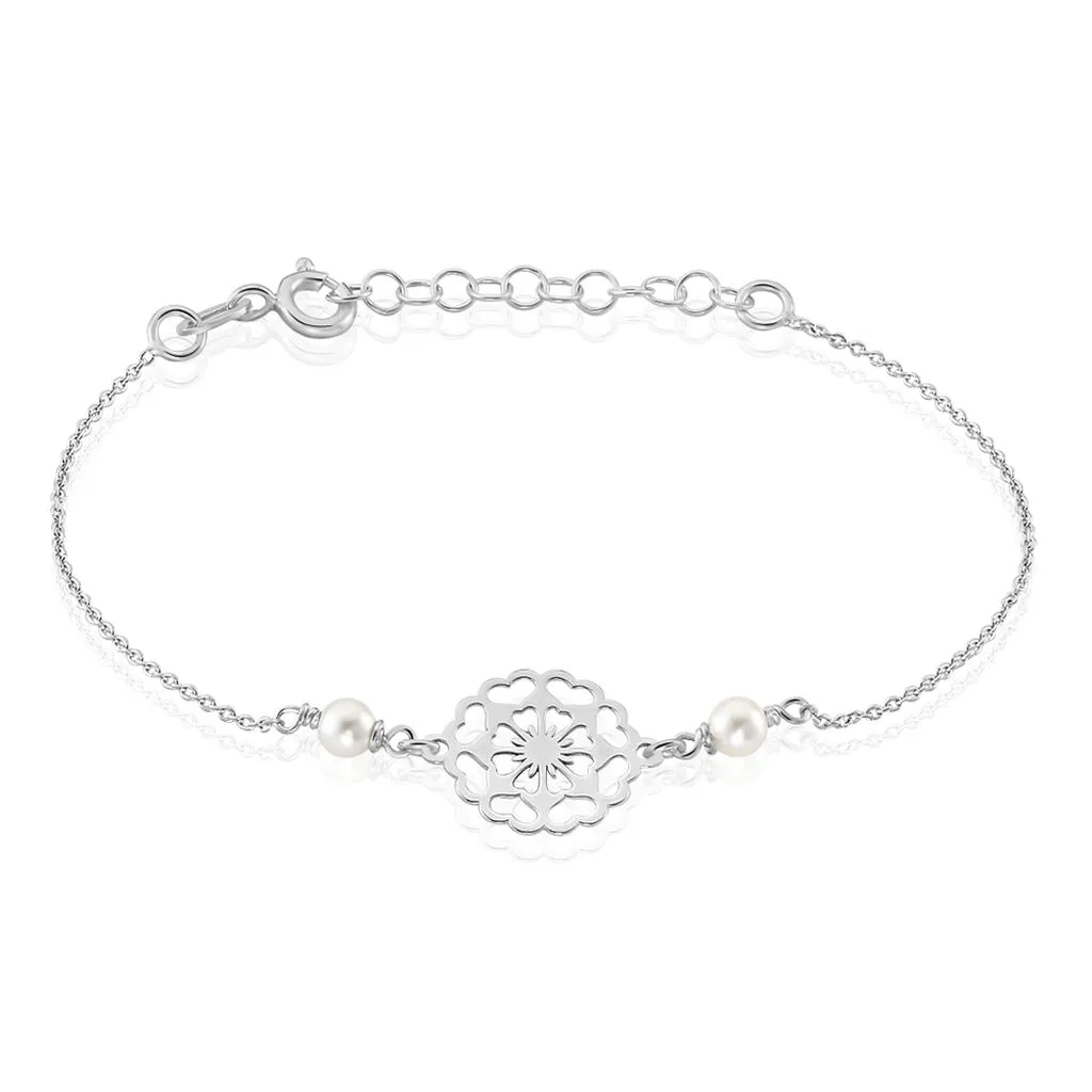 Histoire D'Or Bracelet Enaelle Argent Blanc Perle D'imitation Et Aigue Marine