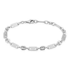 Histoire D'Or Bracelet Pomeline Maille Grain De Cafe Et Plaquettes Argent Blanc