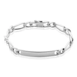 Histoire D'Or Bracelet Identité Anilo Maille Alternee 1/1 Argent Blanc