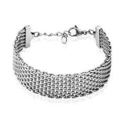 Histoire D'Or Bracelet Metropolitan Maille Fantaisie Acier Blanc