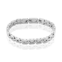 Histoire D'Or Bracelet Yoela Maille Grain De Riz Acier Blanc