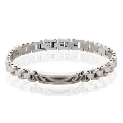 Histoire D'Or Bracelet Identite Acier Blanc Et Rose Blas