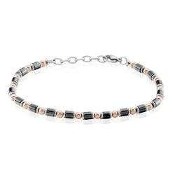 Histoire D'Or Bracelet Acier Blanc Et Rose Et Ceramique Noire Baudouin