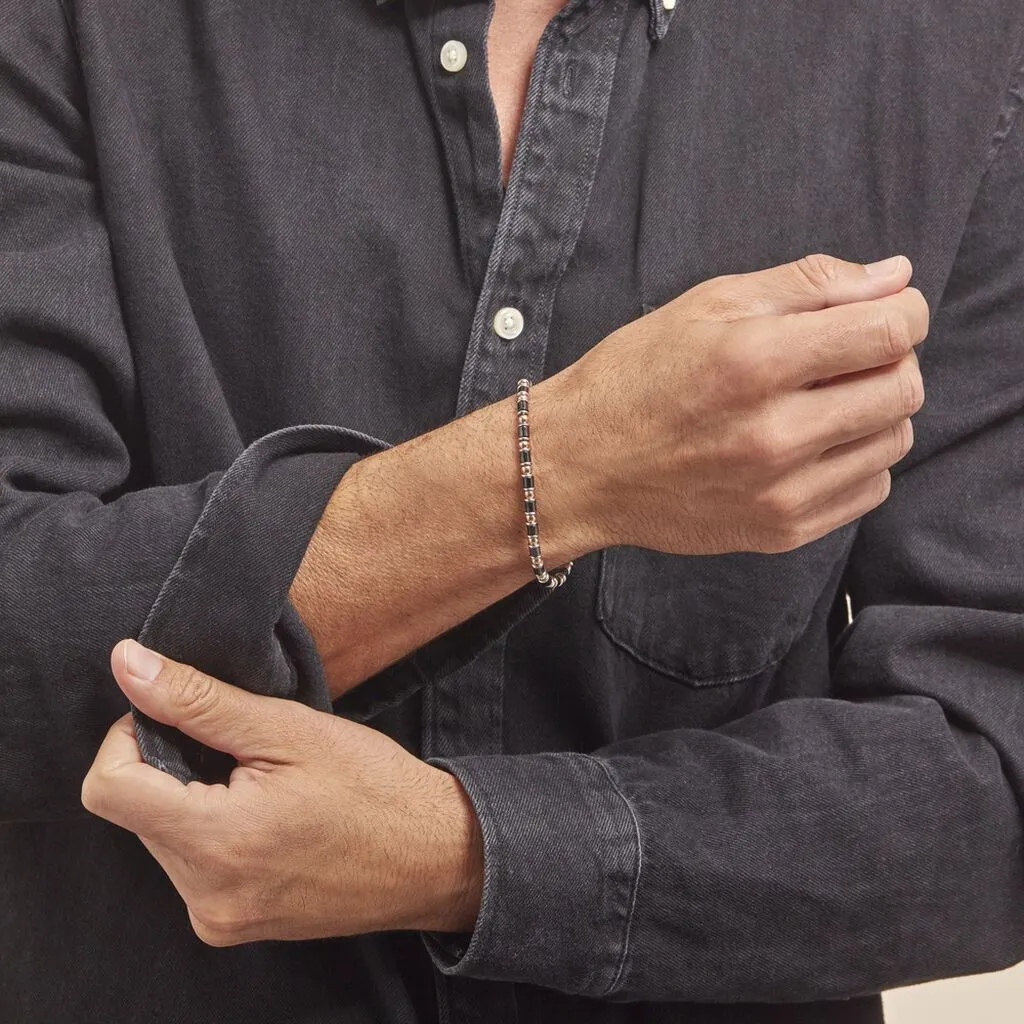 Histoire D'Or Bracelet Acier Blanc Et Rose Et Ceramique Noire Baudouin – Image 4