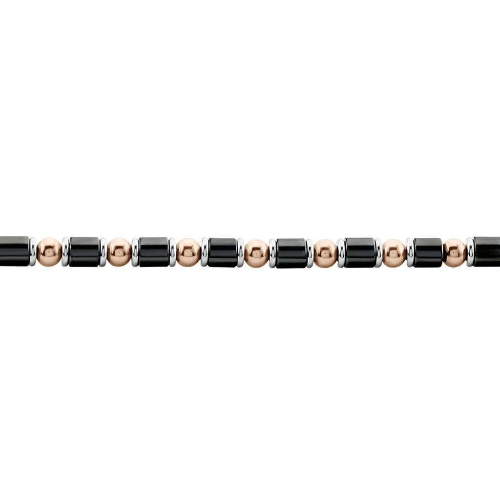 Histoire D'Or Bracelet Acier Blanc Et Rose Et Ceramique Noire Baudouin – Image 2