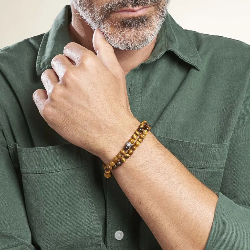 Histoire D'Or Bracelet Double Tour Boules Acier Gris Lachlan – Image 3