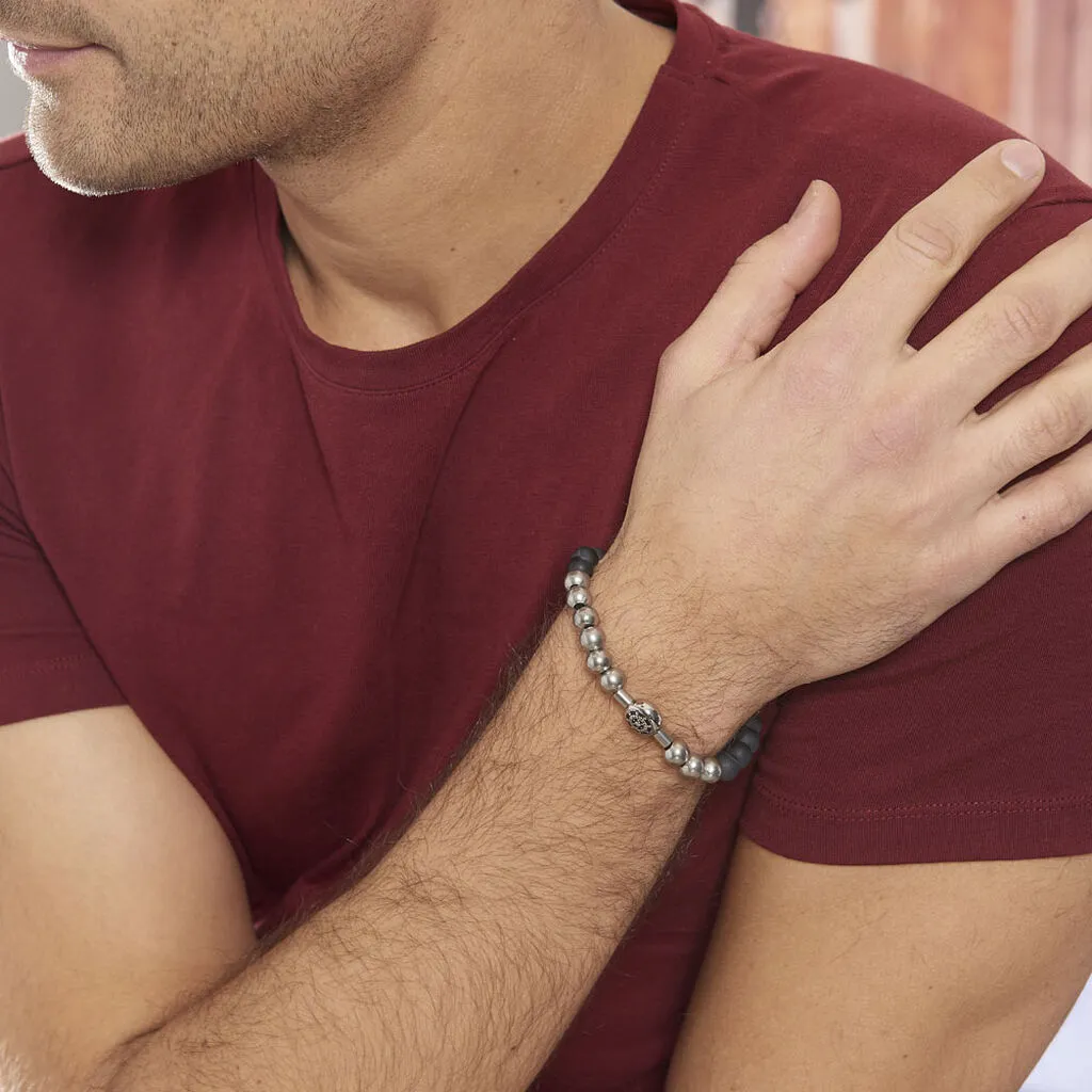 Histoire D'Or Bracelet Acier Lysane Boules Lisses Noires – Image 3