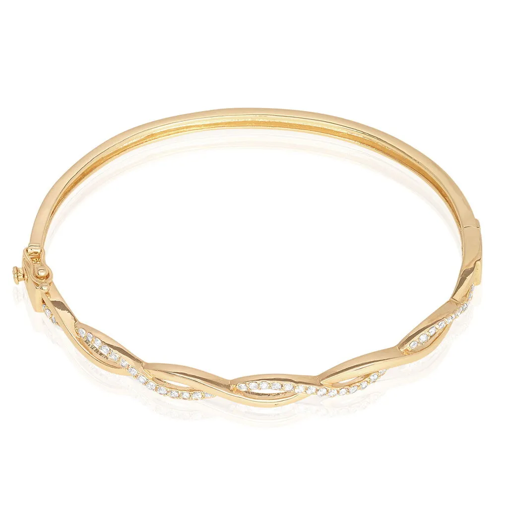 Histoire D'Or Bracelet Jonc Imae Plaqué Or Jaune Oxyde De Zirconium