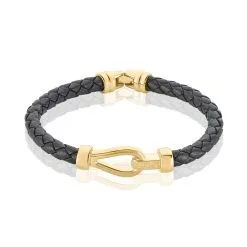 Histoire D'Or Bracelet Plaqué Or Steve Cuir