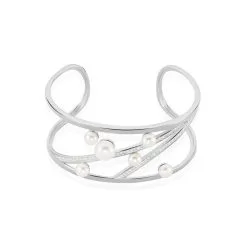 Laetizia Bracelet Jonc Nissi Argent Blanc Perle De Culture Oxyde De Zirconium