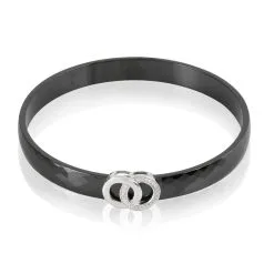 Histoire D'Or Bracelet Jonc Argent Blanc Oxyde De Zirconium Et Céramique