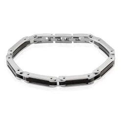 Bracelet Jourdan Homme El Castillo Acier Bicolore Noir Et Blanc
